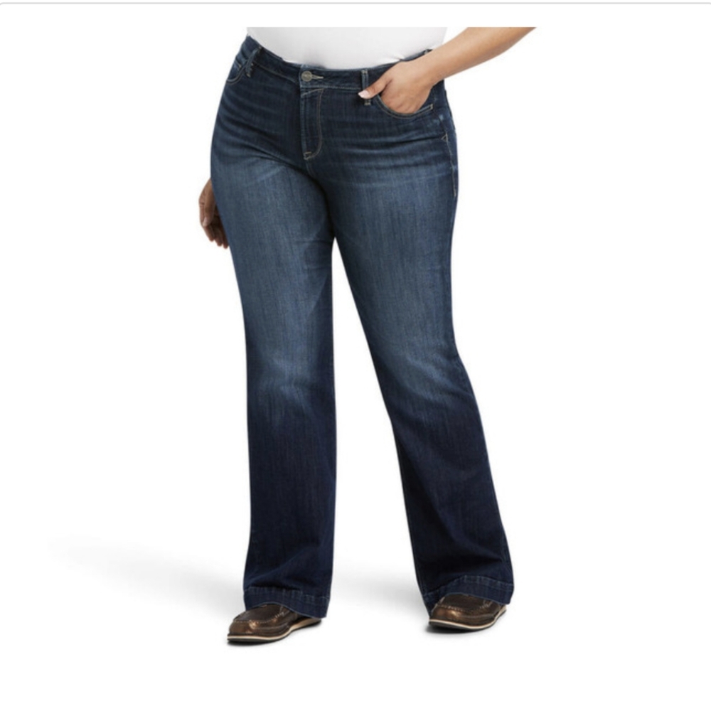 NWT Ariat Antonella Perfect Rise Denim Wide Leg Trouser Women's Actual Size 34 L